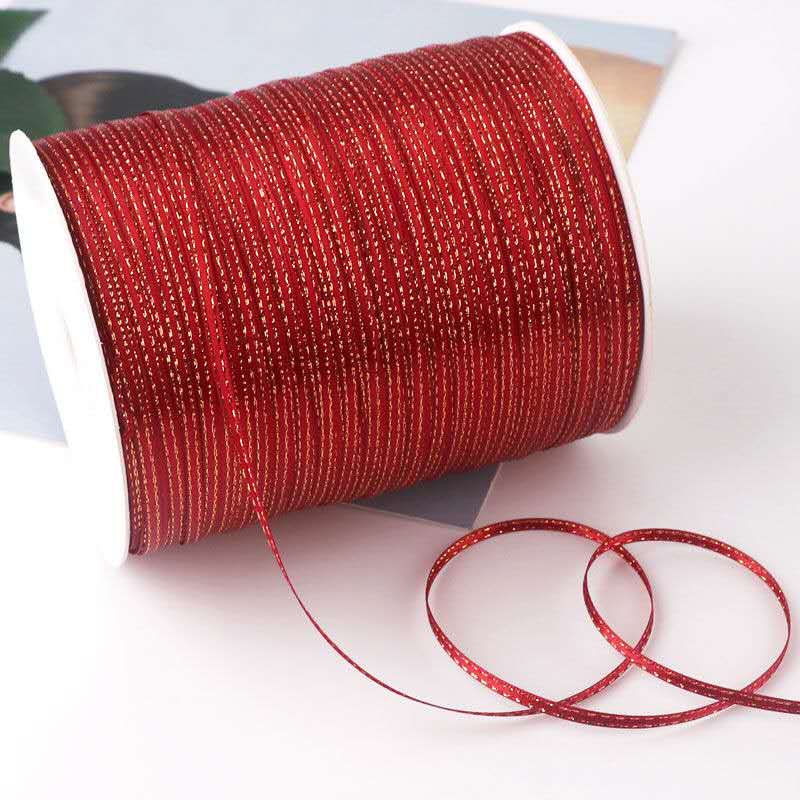 Handmade diy fabric ribbons, double golden edge ribbons, cake packaging fabric, silk ribbons, webbing ribbons