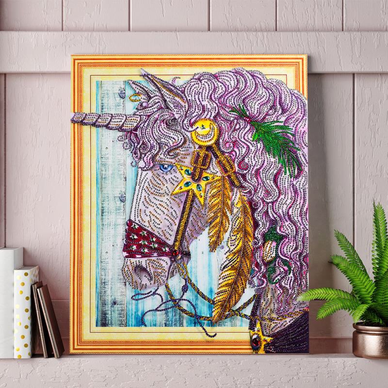 Diamond painting, diamond bedroom, dreamy rainbow, white horse, unicorn, diamond embroidery Specification image