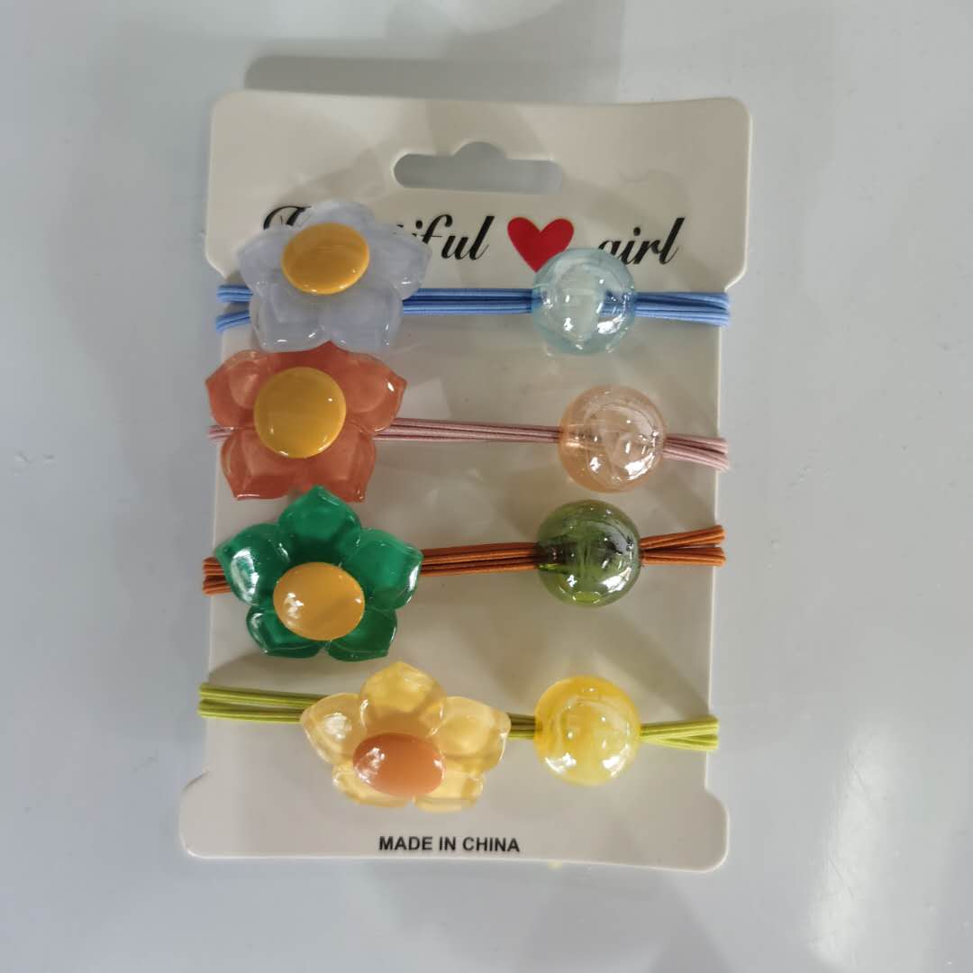 Korean-style fashionable and versatile hair band with sunflower transparent beads and leather bands details Picture