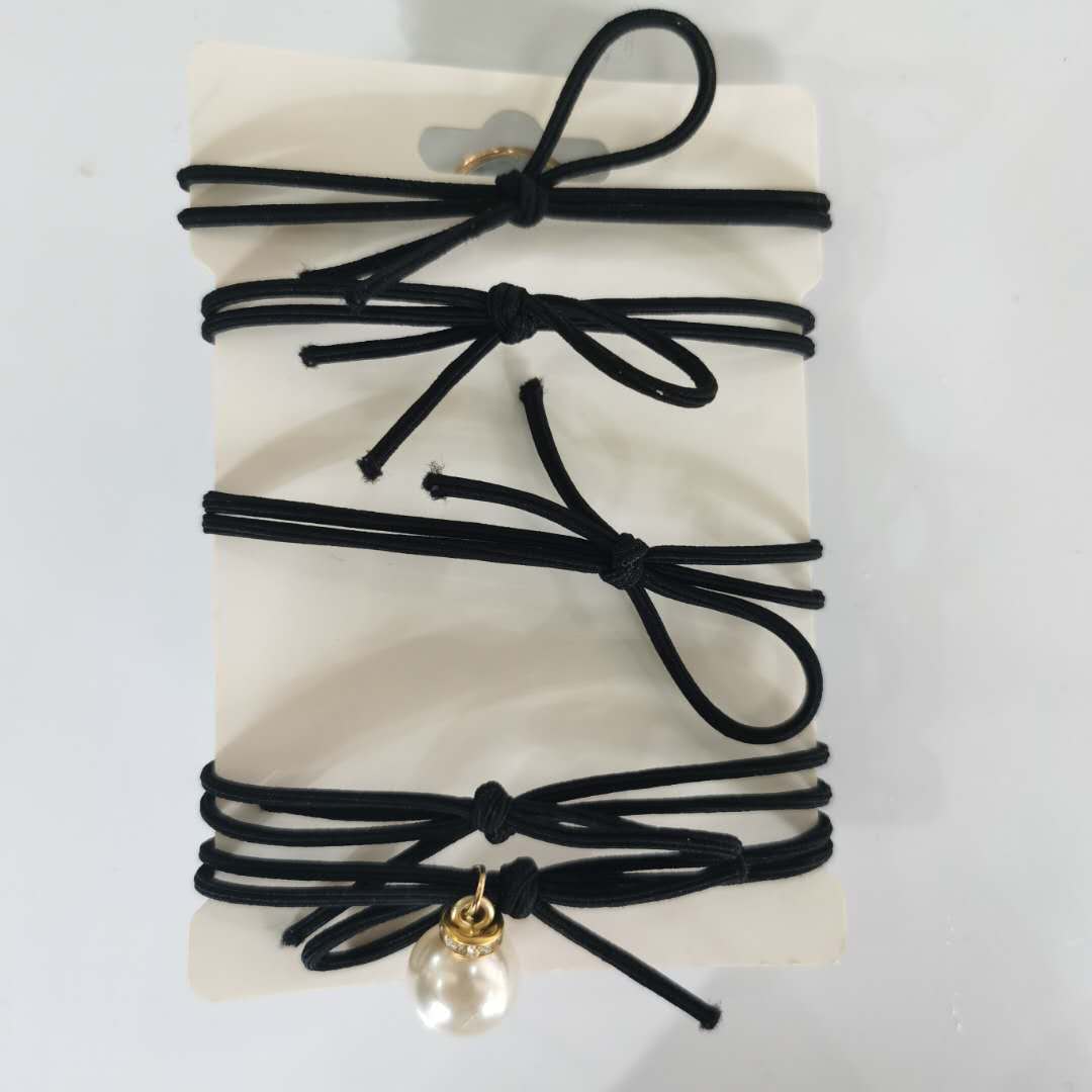 Korean-style fashionable and versatile ladies' hair band with pearl high-elasticity elastic band details Picture