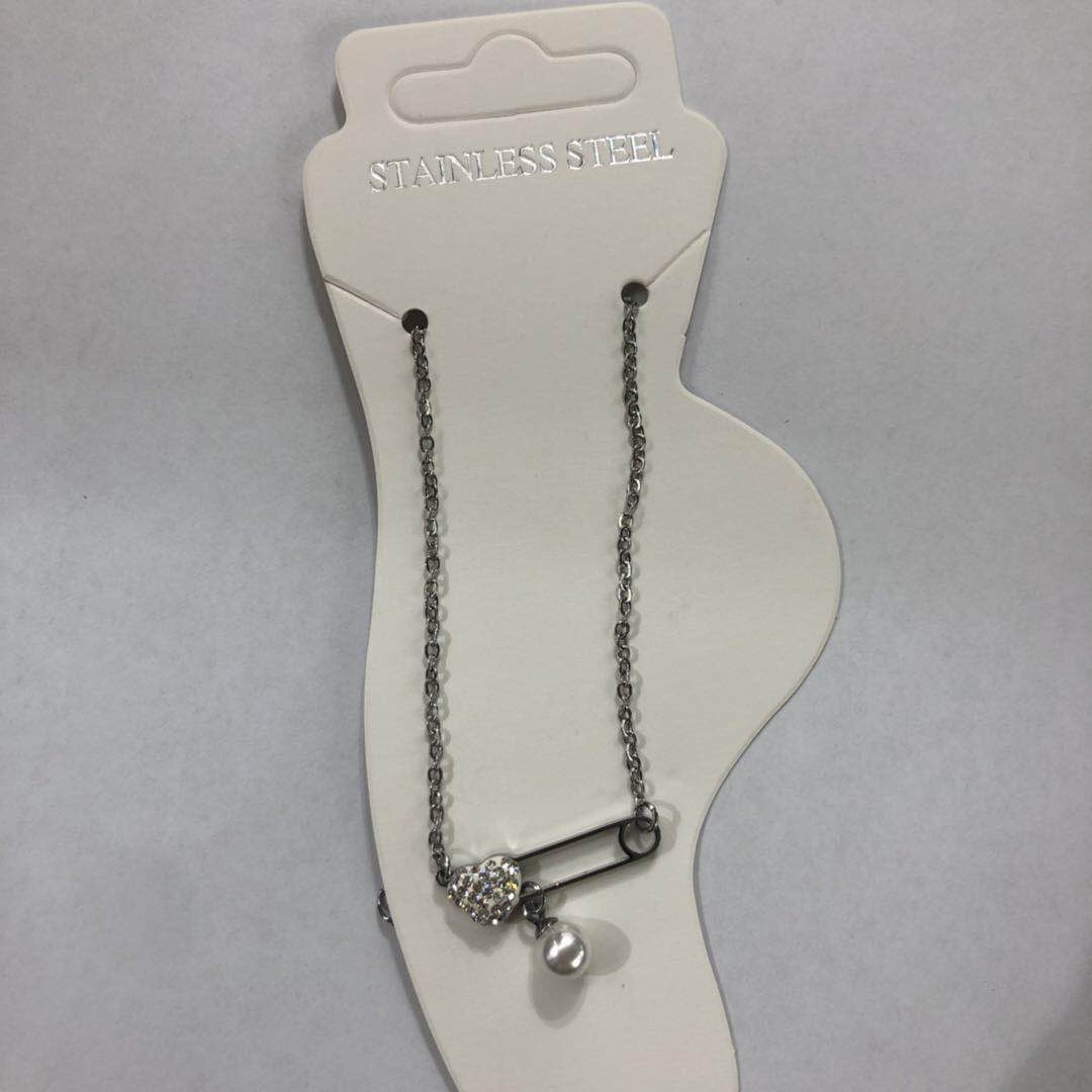 Factory direct sales stainless steel gold plated imitation pearl anklet jewelry