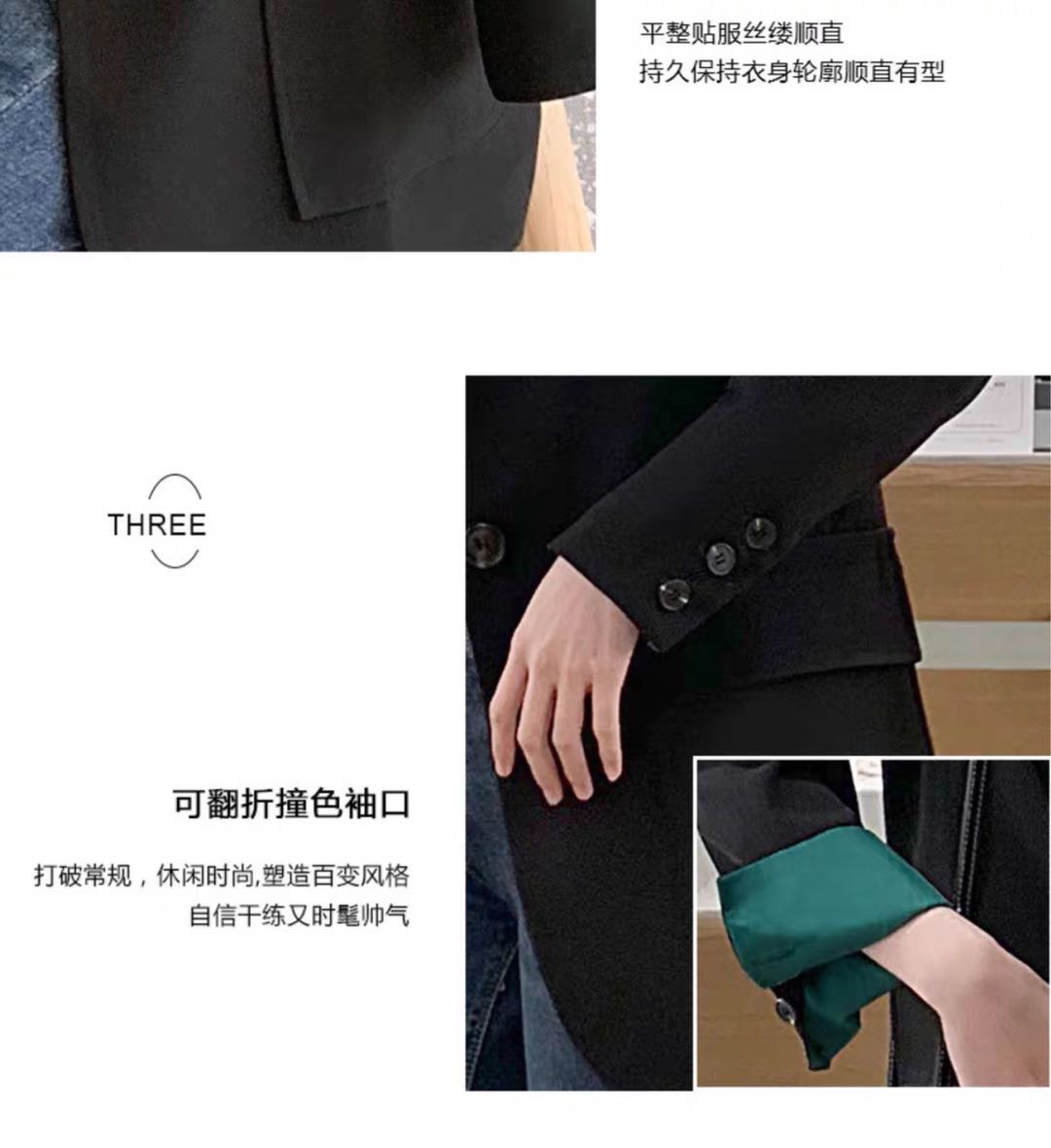 小西装外套女韩版翻袖春秋装新款休闲中长款网红气质西服上衣产品图