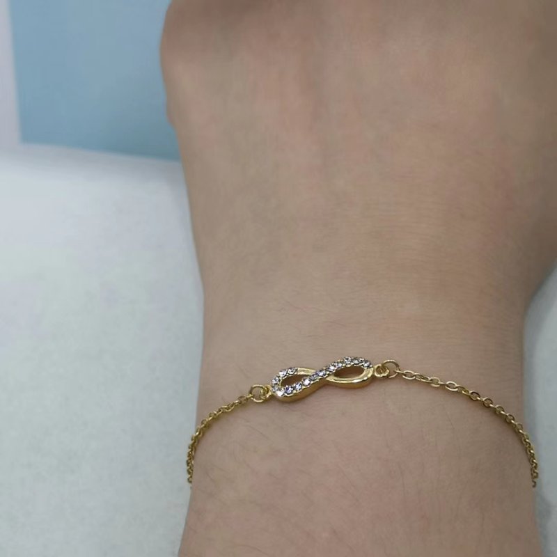 Gold Temperament 8-Character Micro-Inlaid Zircon Bracelet Fashion Multi-Layer Hand Decoration Simple Environmental Protection Network Red Jewelry Specification drawing