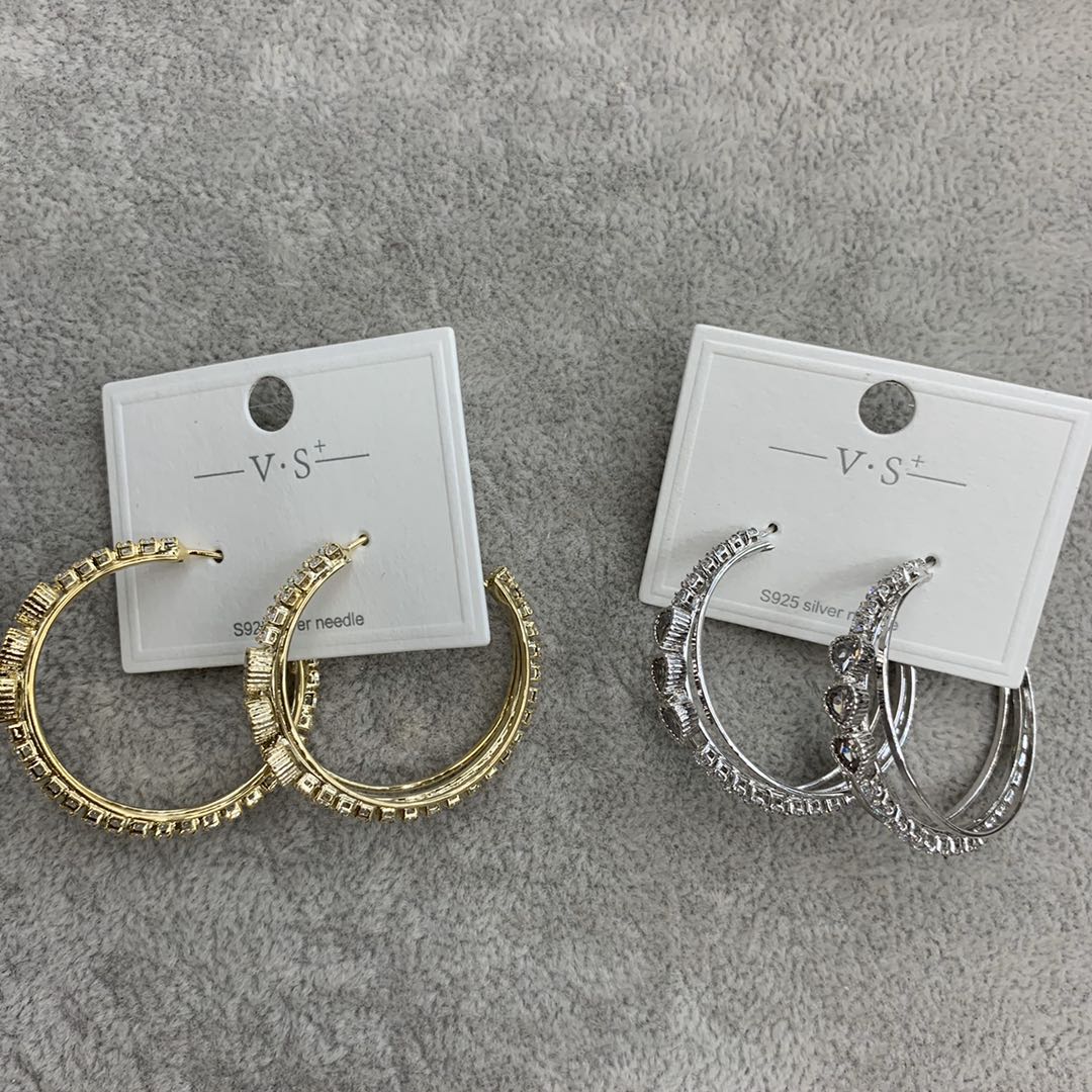 爱心耳环欧美范气质百搭网红耳饰镶钻耳圈