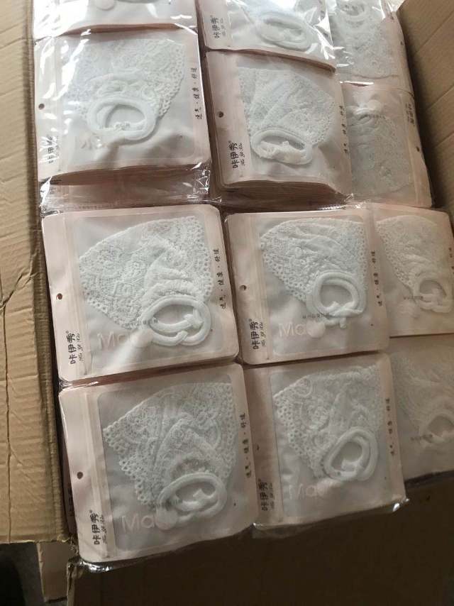 女神时尚透气蕾丝防尘透气防晒防雾霾韩版女黑色可清洗纯棉布口罩【外贸专供】细节图