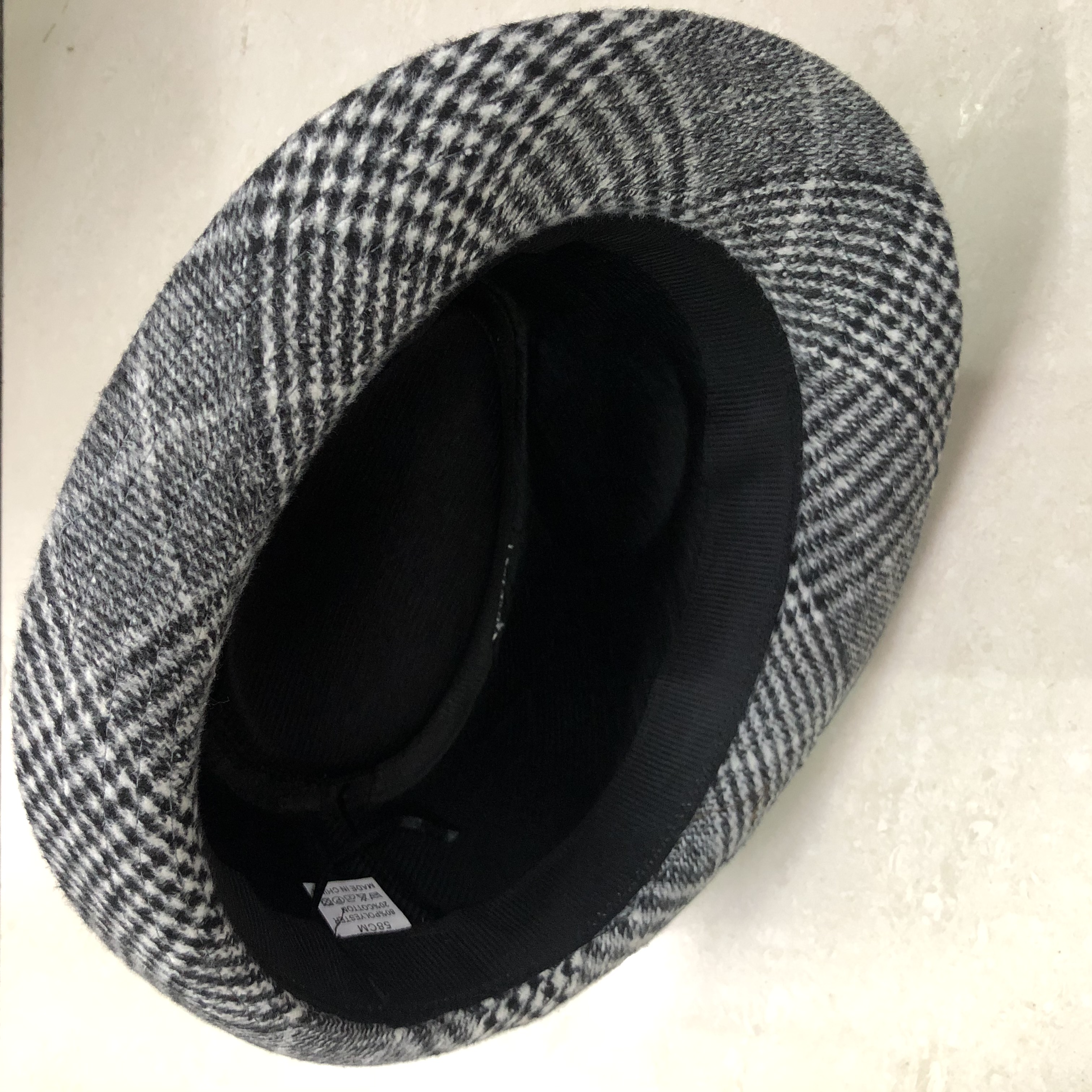 Senior Men's Hat Winter Senior Top Hat Warm Dad Casual Woolen Plaid Grandpa Jazz Hat Middle Age Specification drawing