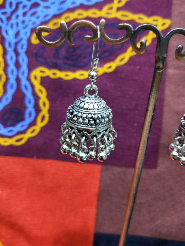 Indian Vintage Stud Earrings Ancient Silver Bird Cage Earrings Thai Ethnic Style Exotic Jewelry Bohemia details Picture
