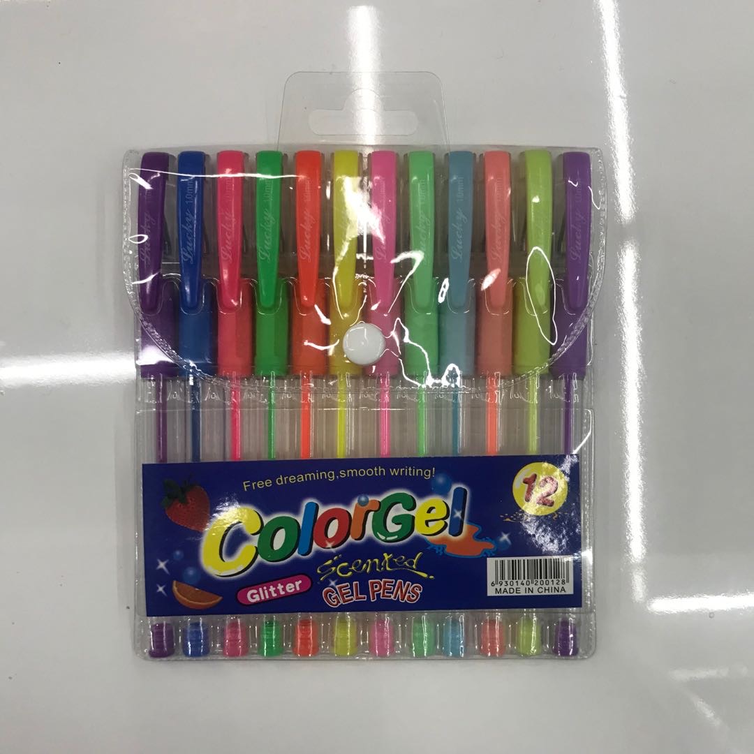 日韩文具卡通闪光笔彩色荧光笔闪光笔粉彩笔圆珠笔12色卡通涂鸦笔亮晶晶记号笔