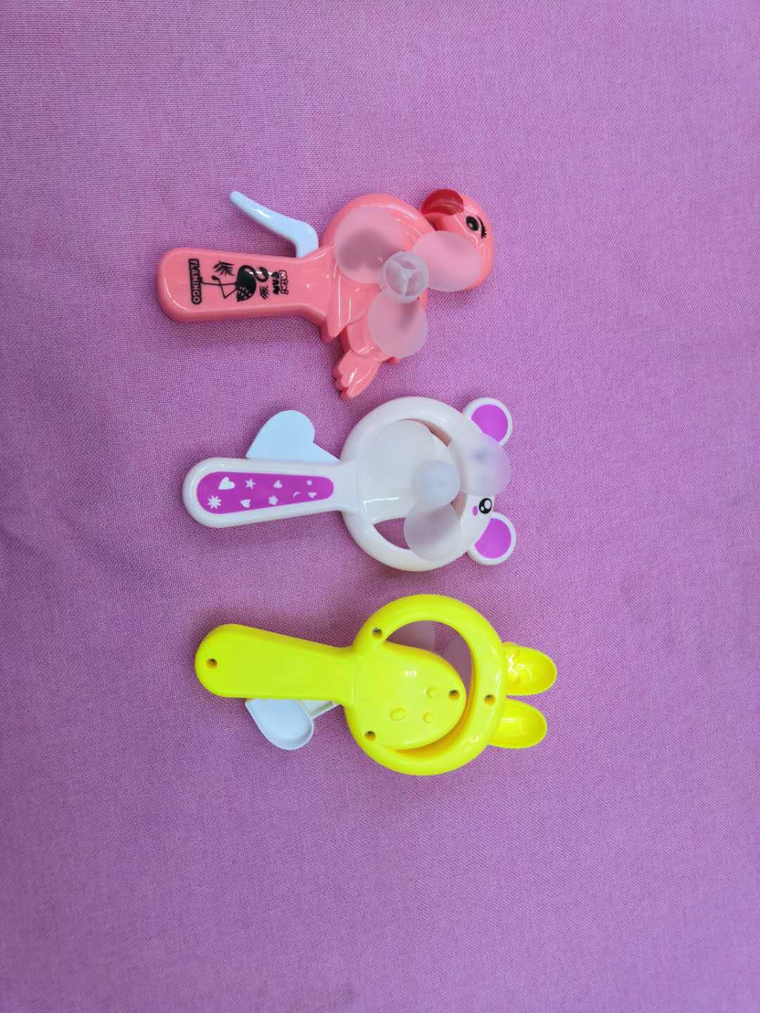 新款手压风扇便携式手动风扇卡通火烈鸟系列多款式迷你小风扇细节图