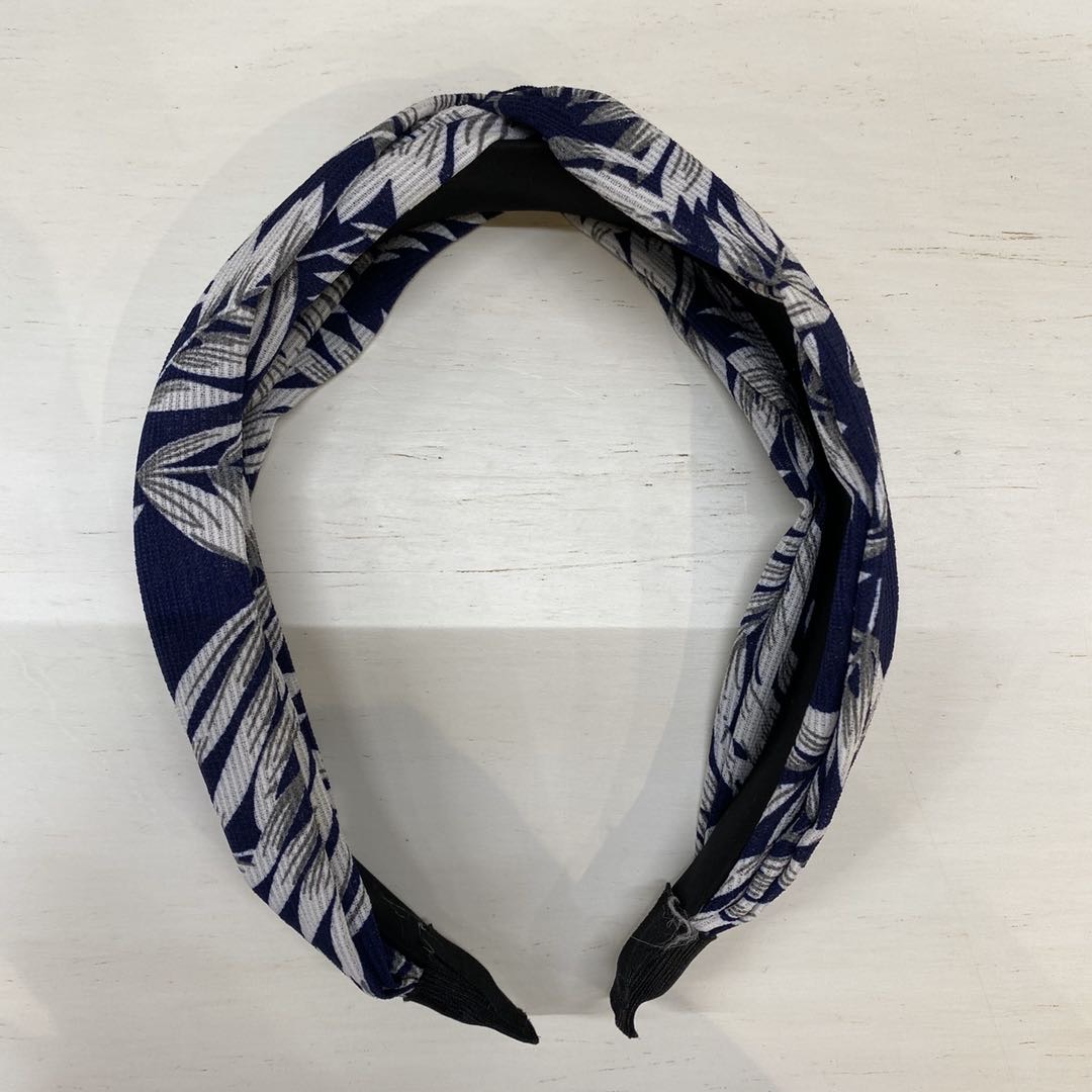 热销新款日系树叶印花黑白女士布艺头箍