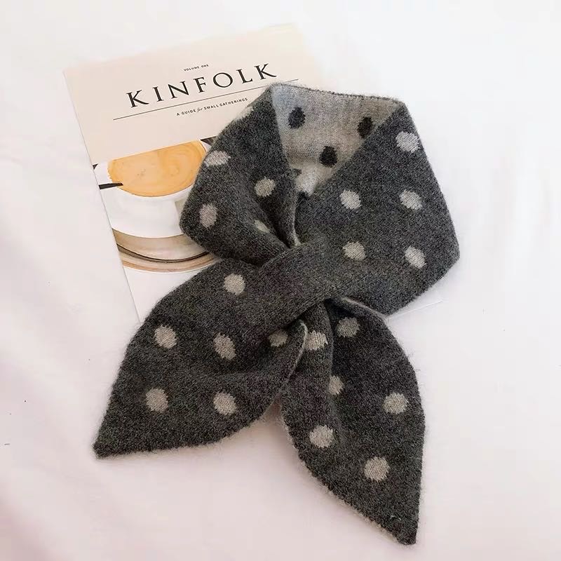 Candy Color Multicolor Optional Polka Dot Scarf Small Bow Tie details Picture