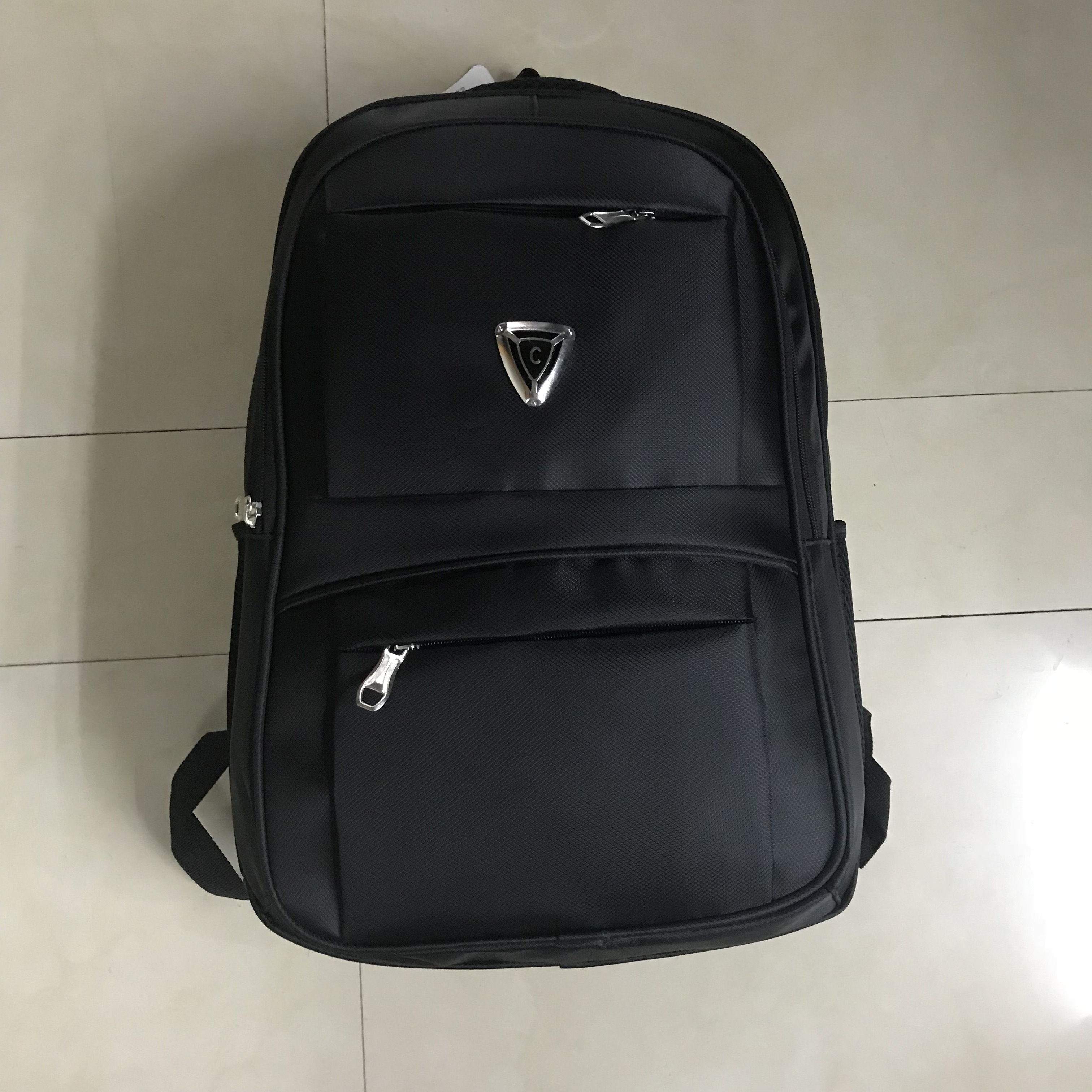 Men's Black Schoolbag Classic Simple Backpack Leisure Bag