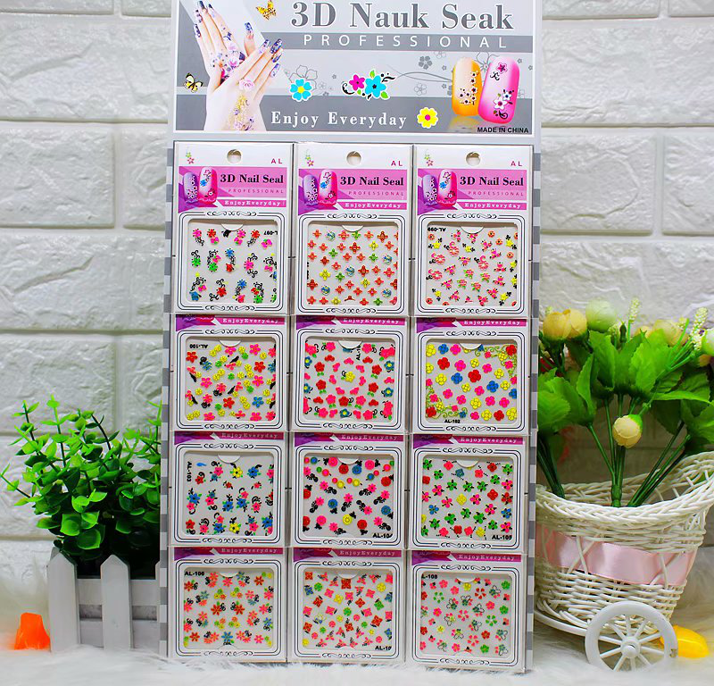 Little Lingtong Paper Products, handicrafts, creative gifts, creative stickers, 12 hanging board, foamed, gilded and floral series, girls' nail stickers details Picture
