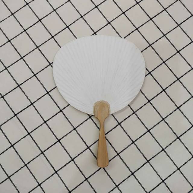 团扇和风纯白白色空白圆形加大空白宣纸木柄团扇扇子细节图