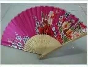 Chinese Style Antique Fan With Cheongsam Fashion Show Folding Fan Color Cloth Fan Ancient Performance Props Fan Classical Fan details Picture