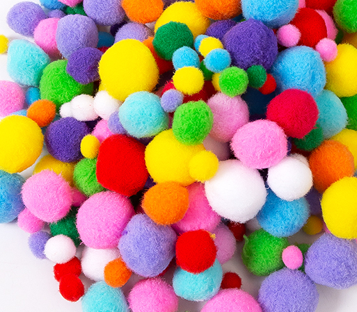 大中小号彩色毛球绒球 毛毛球金葱球 幼儿园儿童diy手工材料