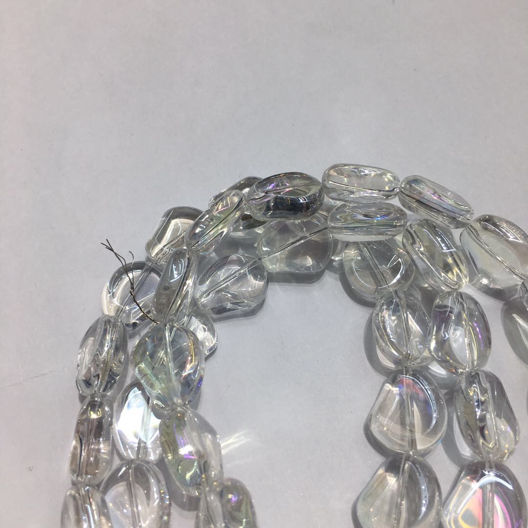 可定制DIY半成品不规则超透明玻璃水晶珠链条细节图