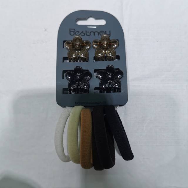 常规系列卡其色皮筋棕色塑料小发夹套装简约大气单品