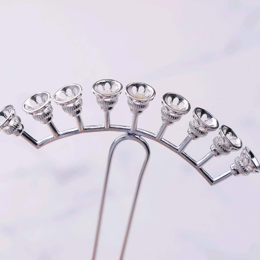 Ancient-style diy accessories, hairpins, material kits, homemade hair accessories, headwear, mixed ancient-style hair forks, nine-row bead hair forks, cast copper hair fork accessories, hair accessories details Picture