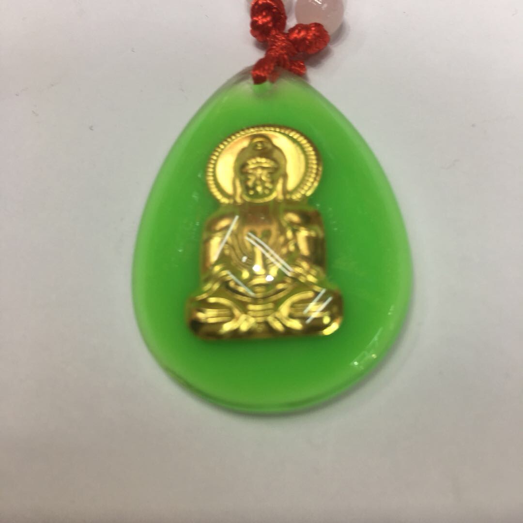 纯铜翡翠保平安佛教红绳吊坠饰品挂件产品图