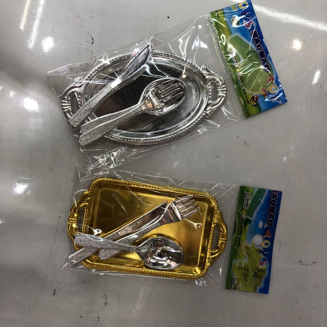 厂家直销塑料镀金餐具儿童玩具