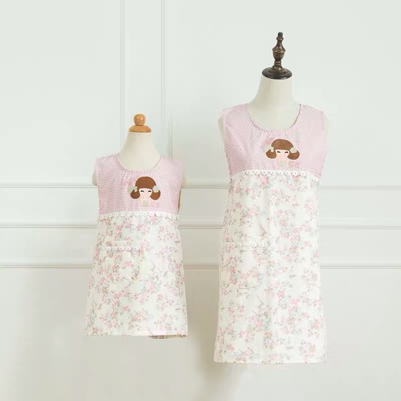 Korean Fashion Kitchen With Sleeve Oil-Proof All-Inclusive Cooking Apron Family Style details Picture