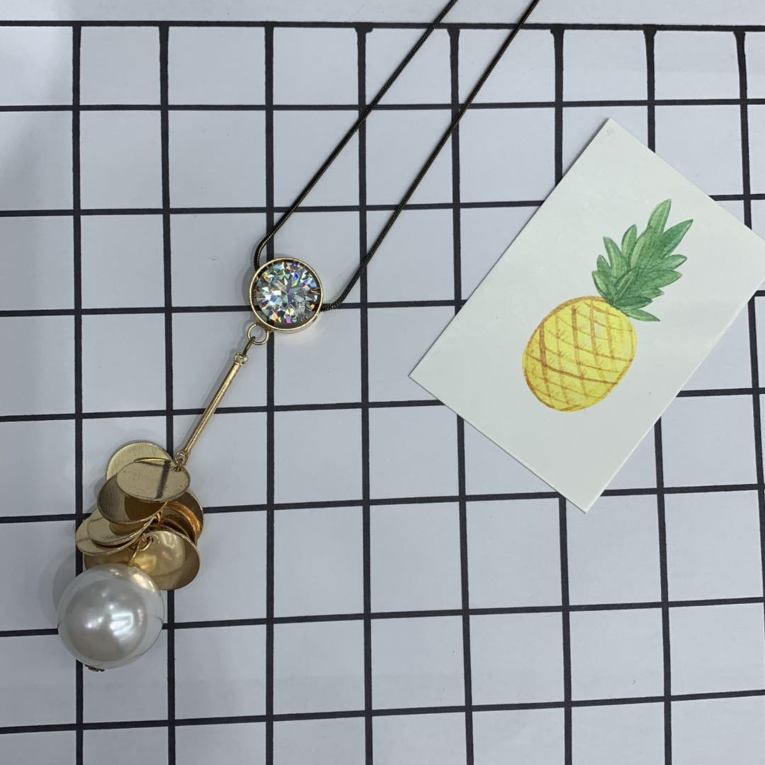 雨菲儿A0016时尚百搭珍珠锆石流苏项链复古气质高端新款网红项链饰品