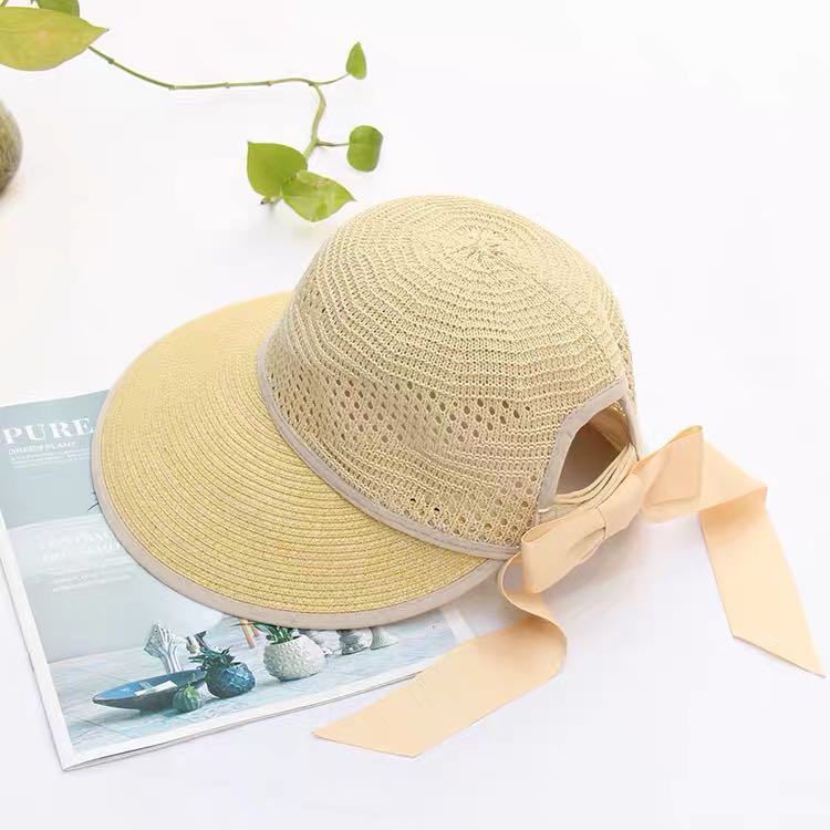 Outdoor wide-brimmed sun hat for women, summer patchwork breathable sunshade cap, UV-resistant cycling sun protection cap details Picture