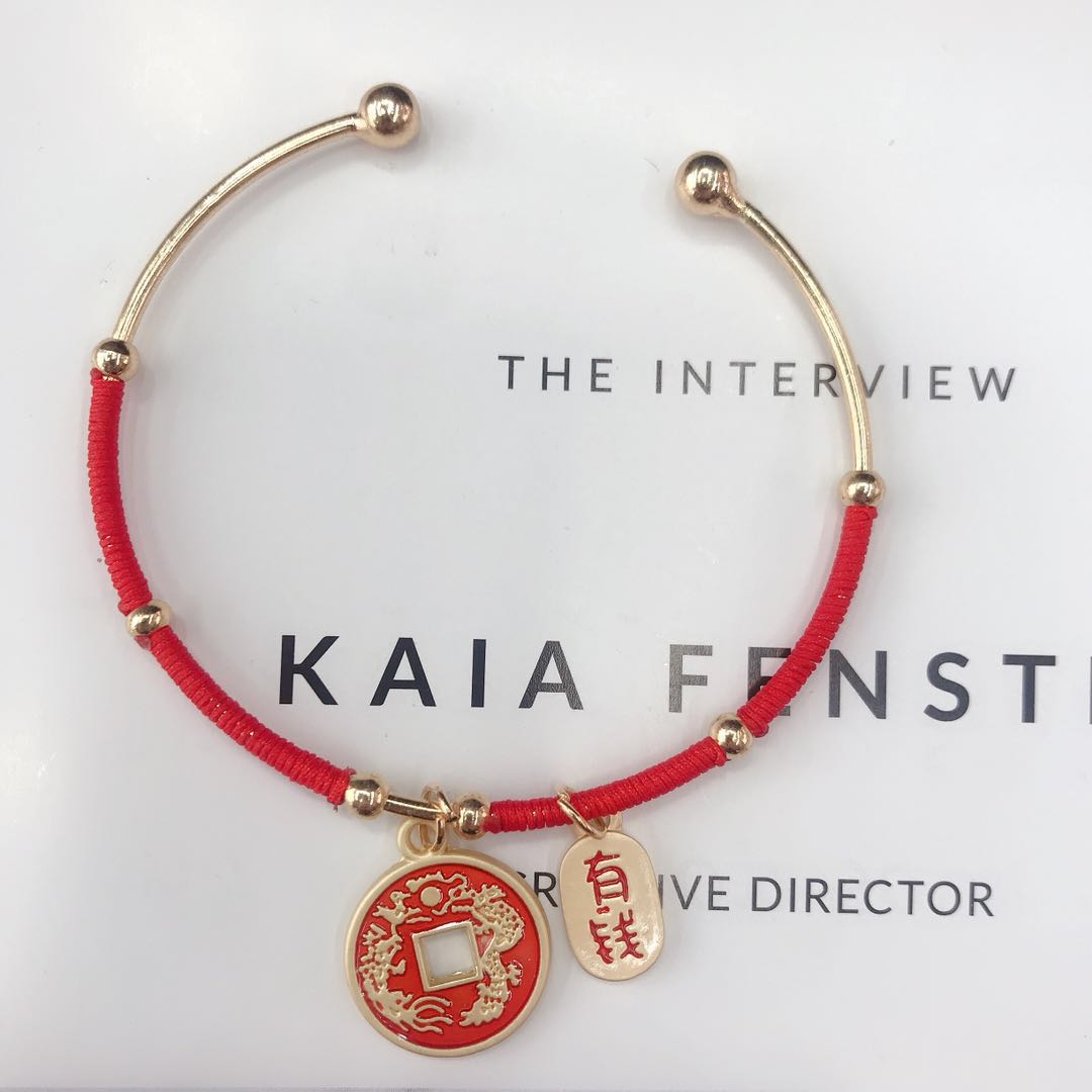 Trendy COINS lucky luck luck fortune this manhood red bracelet female transfer hand-woven simple open bracelet thumbnail