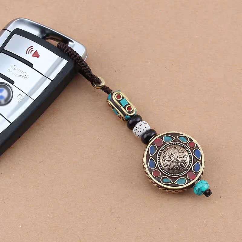 复古尼泊尔风格汽车钥匙扣菩提钥匙挂件细节图