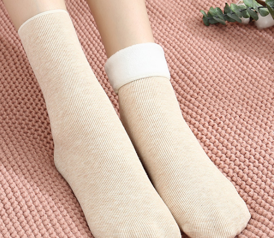 冬季袜子女韩版加绒加厚新款纯棉中筒袜保暖韩国雪地袜地板袜成人