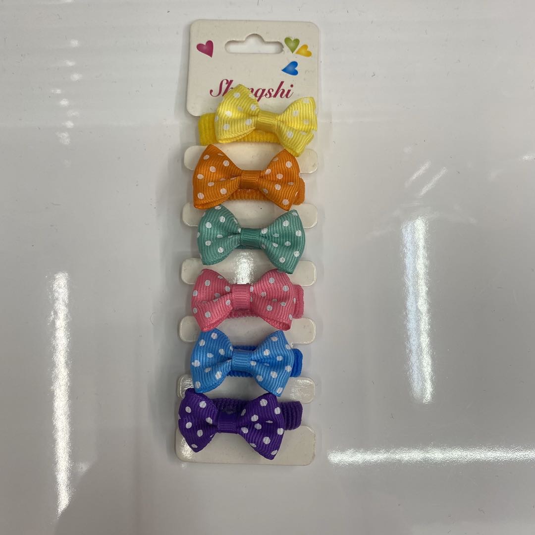 热销新版波点印花糖果色蝴蝶结儿童头绳