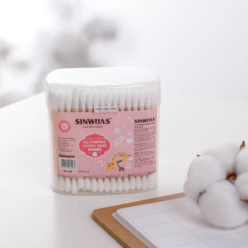 200支竖方竹棒棉签鑫汇棉签化妆棉花棒化妆清洁掏耳朵