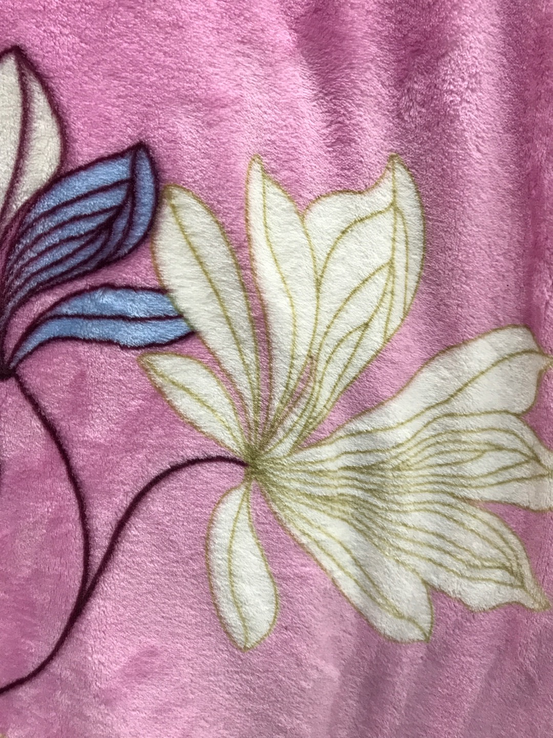 AB版简约花卉粉底印花超柔加厚法兰绒双面毯产品图