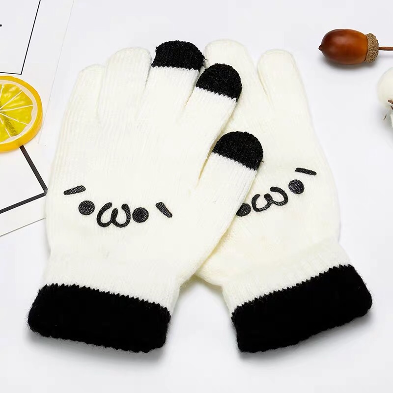 触屏手套女冬季韩版可爱卡通手套学生男骑车加绒保暖情侣防滑手套