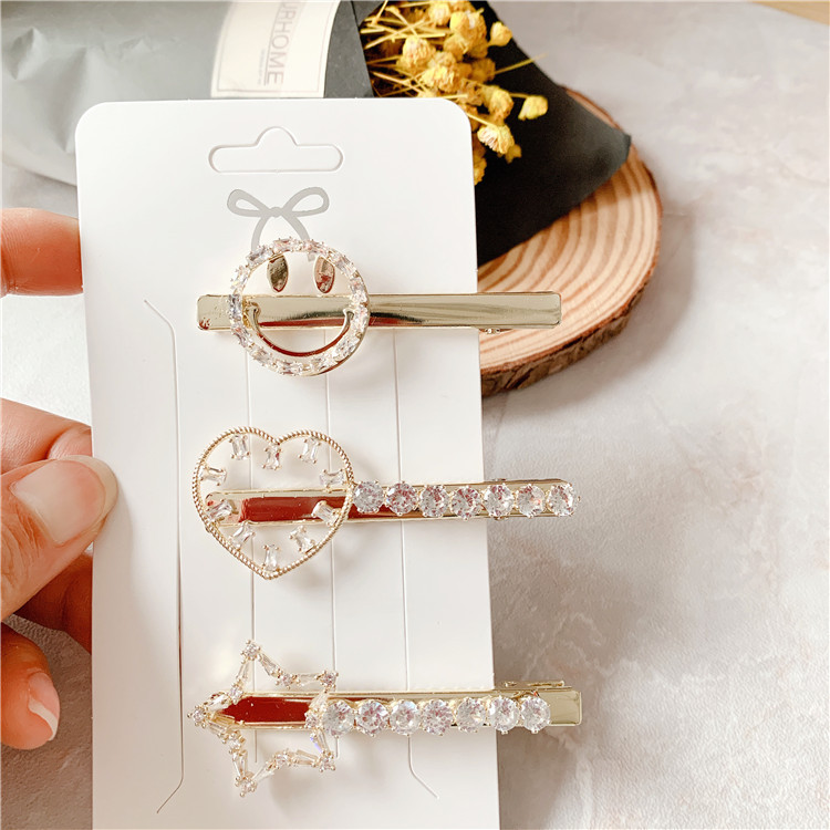 Yiwu Selection small fairy fashion simple hairpin simple rhinodrill clamp side hair clip clip clip thumbnail
