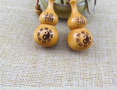 Peachwood Gourd Key Chain Pendant Accessory Mascot Taoist Holy Relic Fuzhengquxie Tai Chi Bagua