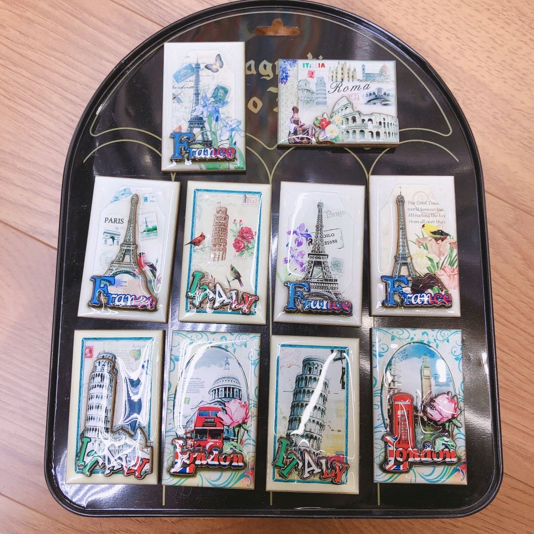 冰箱贴埃菲尔铁塔装饰木制滴胶卡通可爱磁性磁铁冰箱磁贴吸铁石磁力贴一套创意