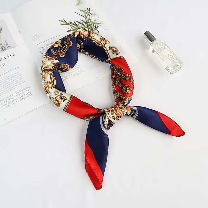 Ladies Fashion Trend Elegance Imitation Silk Satin Square Scarf Specification drawing