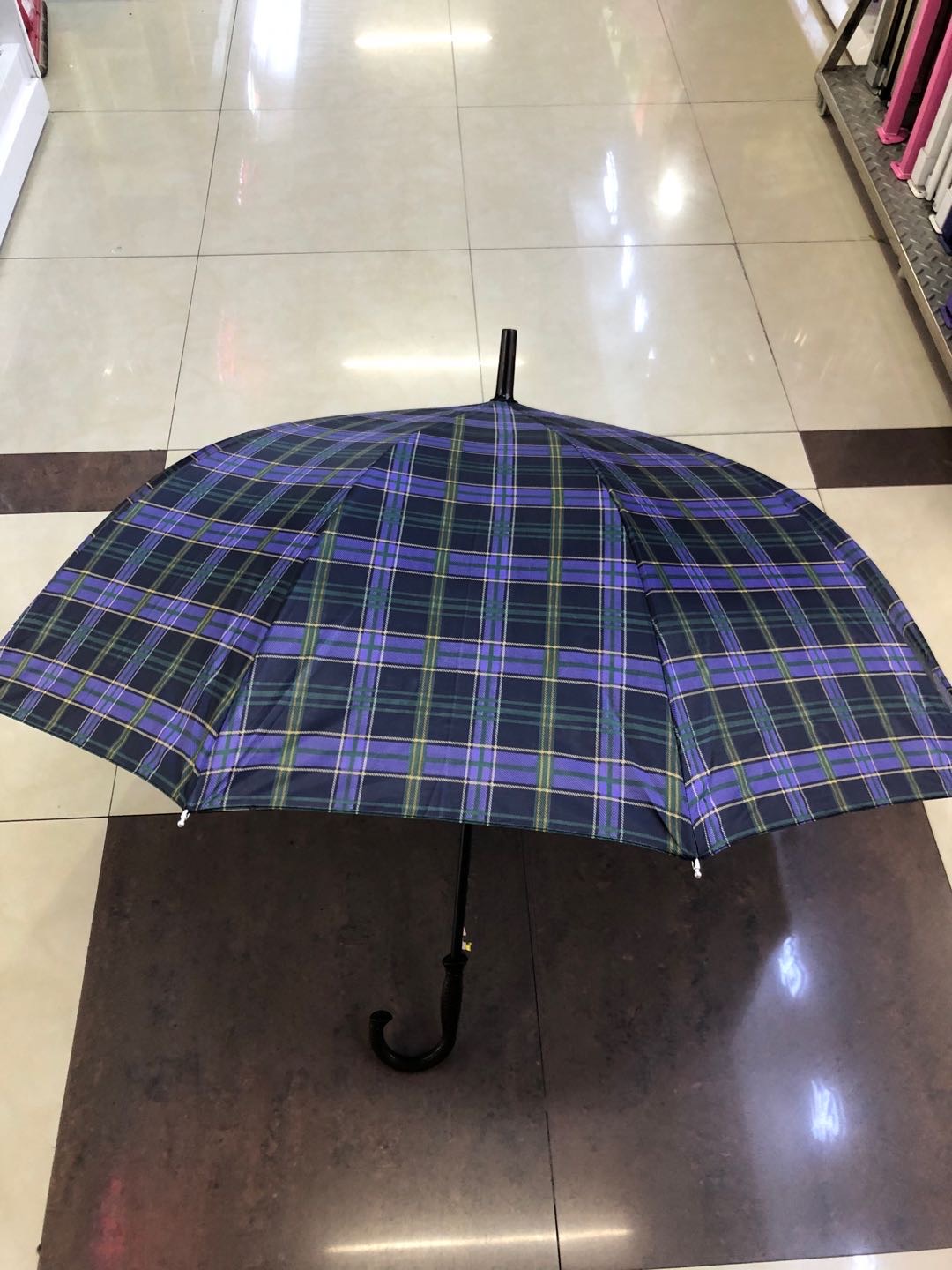 10K Plaid Umbrella Long Handle Umbrella Sun Umbrella Windproof Long Handle Umbrella Specification drawing