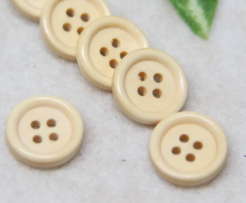 Round Button Four Eyes Wood Button Concave Garment Button