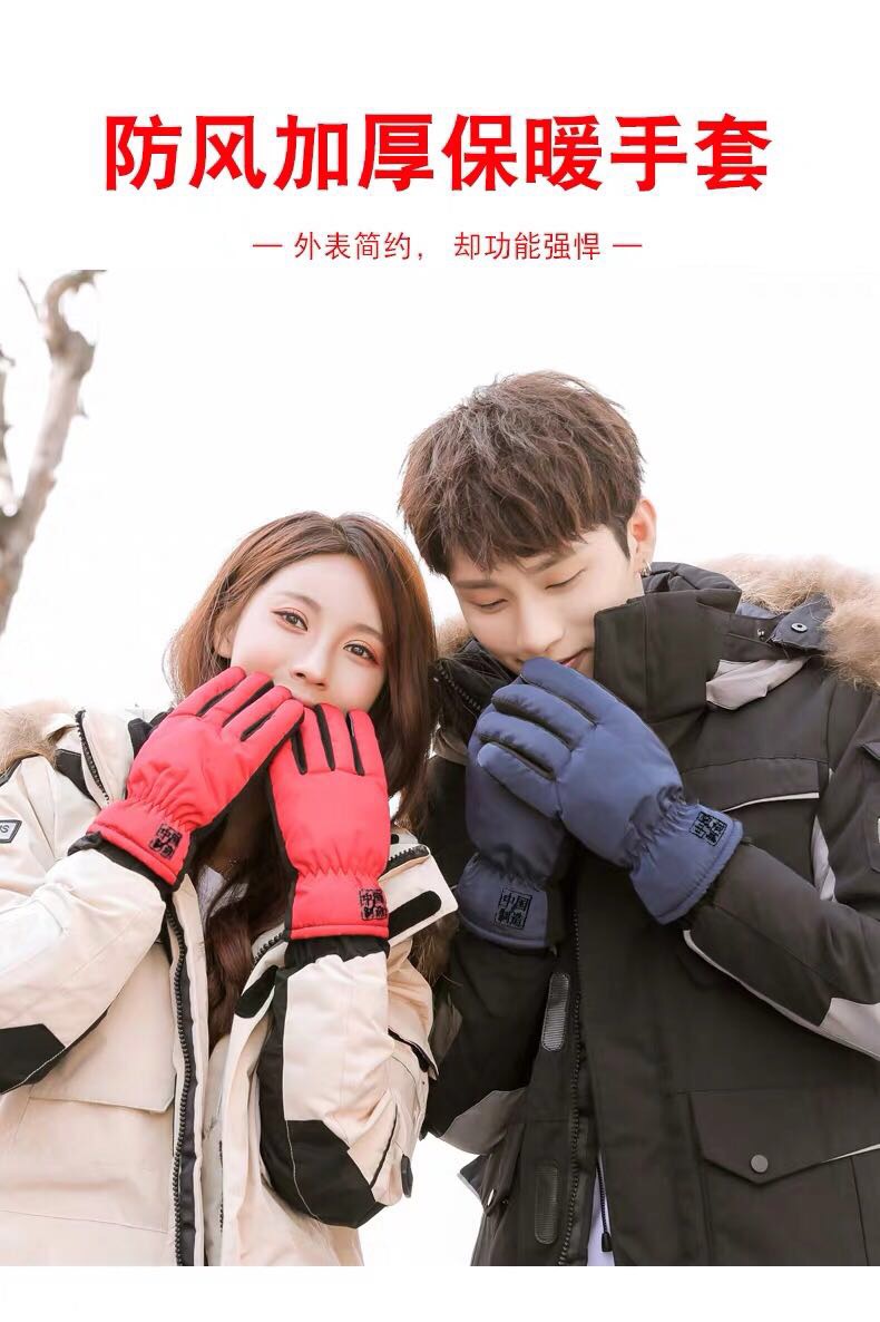 Manufacturers Direct Sales Of Polyester Gloves Touch Screen With Fleece Cycling Motorcycle Ski Gloves Male Riding details Picture