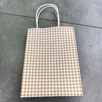 Brown paper plaid series rectangles carrying gift bags 21*15*8cm thumbnail