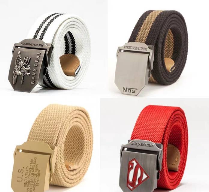 Korean version of the fashion men smooth buckle belt personality young man canvas belt young men and women students card buckle belt thumbnail