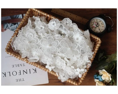 White Snowflake Embroidery Lace Diy Dress Decorative Skirt Lace Lace Trim Width 16Cm
