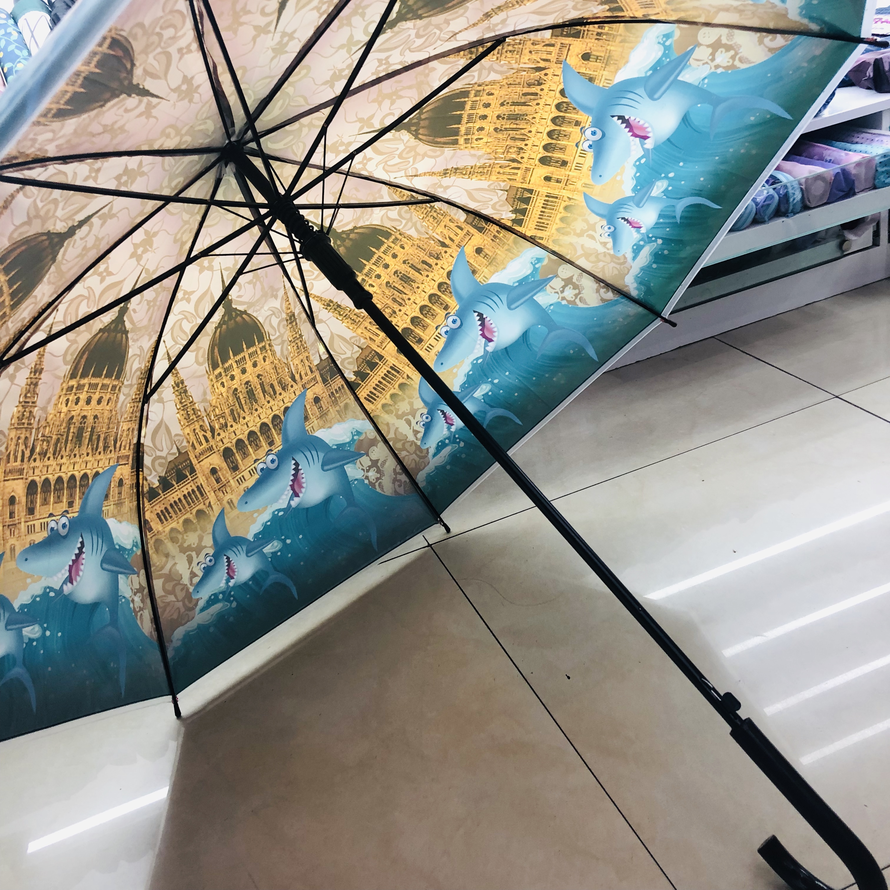 Heaven Umbrella Straight Handle Children Primary School Kindergarten Cute Safety Long Handle Rain And Sunshine Umbrella For Men And Women Specification drawing