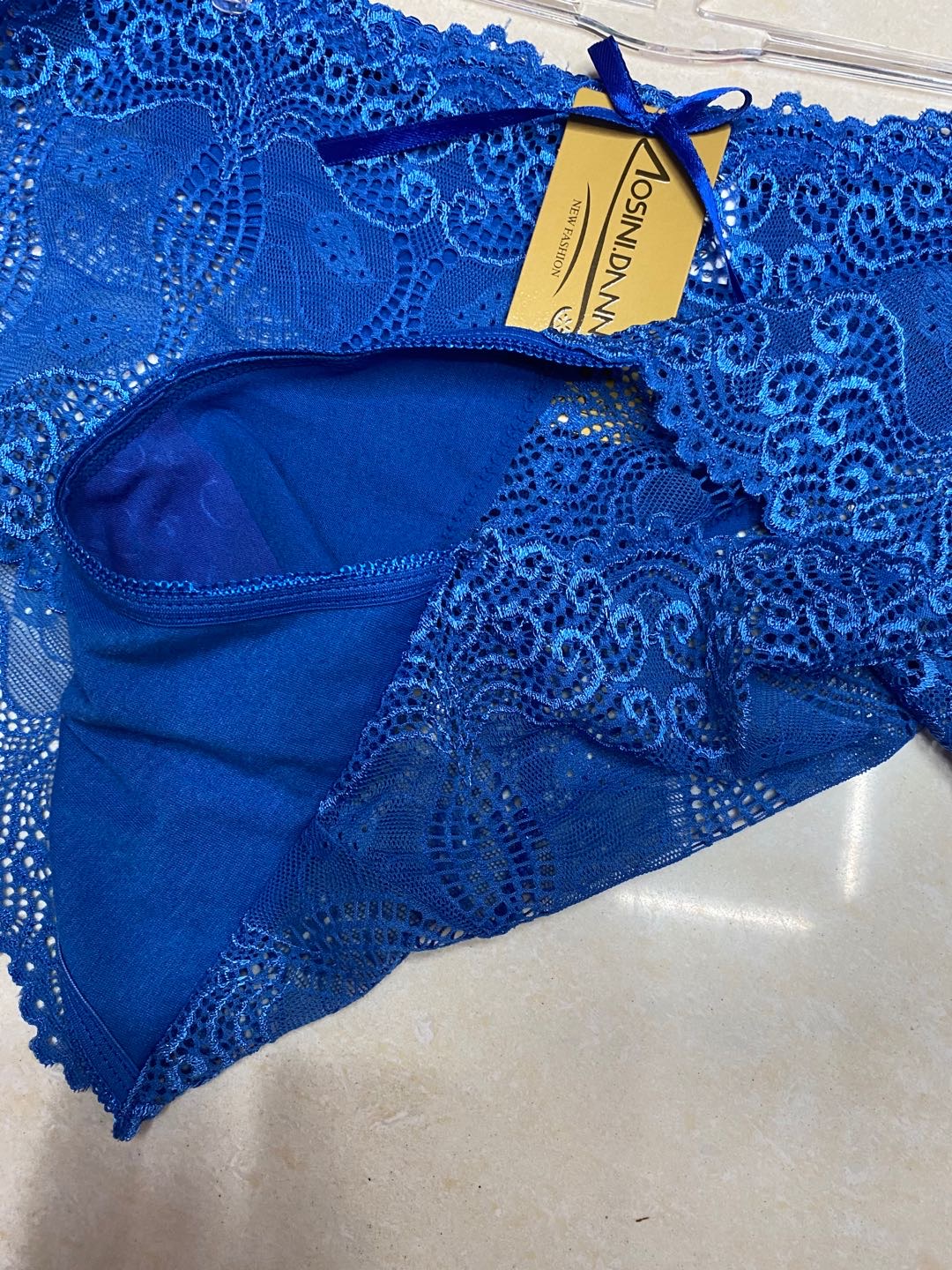 New Lightweight Seductive Low-Rise Lace Girl Panties Triangle Blue details Picture