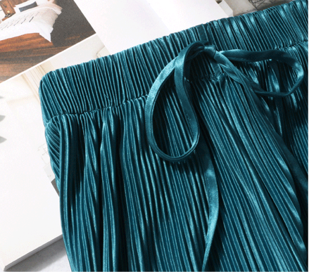 Pleated ice silk chiffon wide-leg pants with high waist and drape, loose and casual nine-inch pants, a bestseller in wechat business Specification image