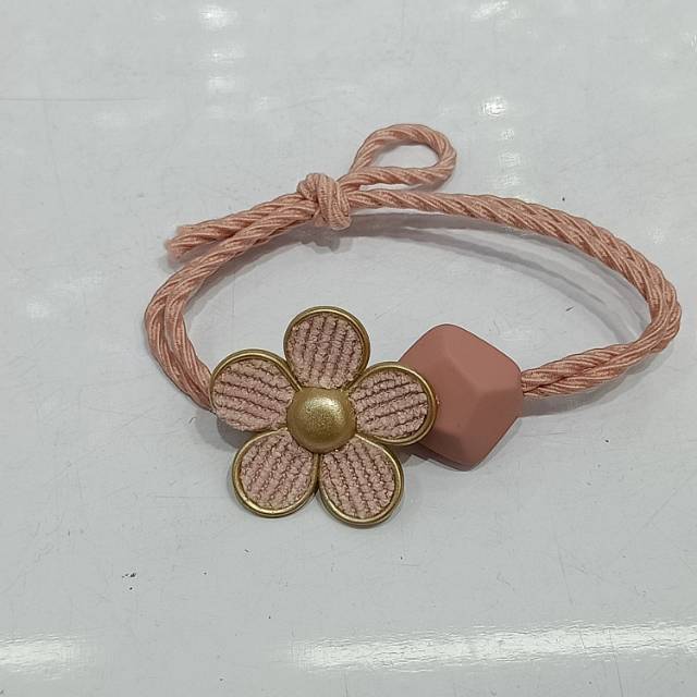 韩版流行时尚橡皮珠珠绒布花成人单条皮筋