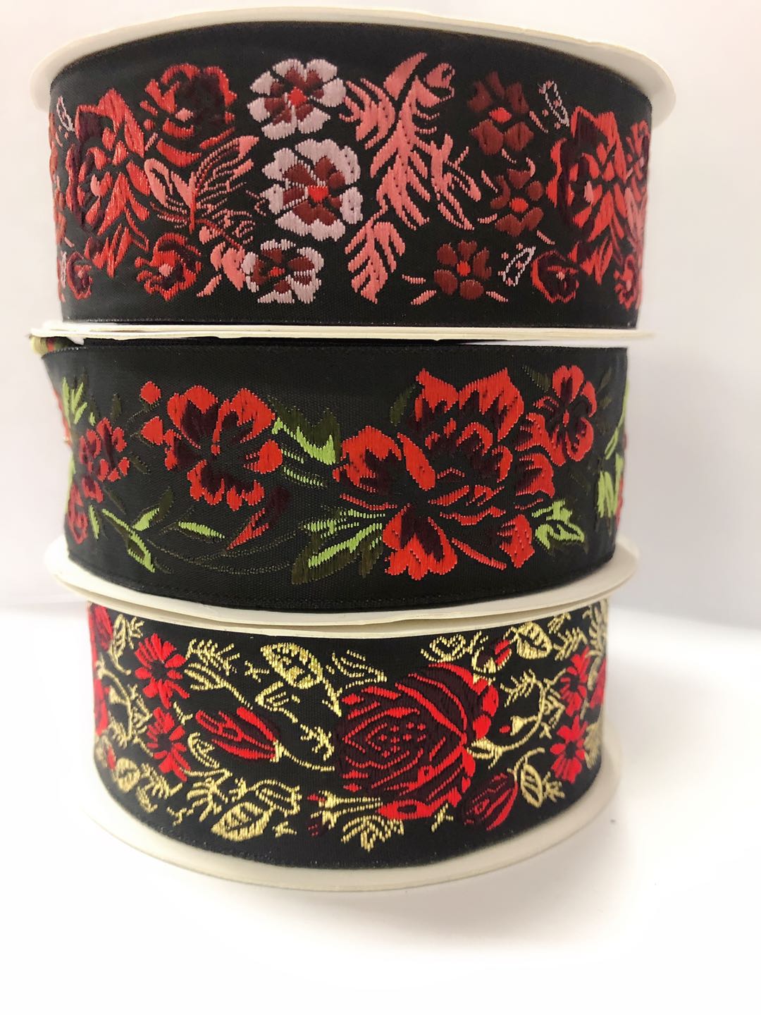 Close-up of Cloud and Floral Embroidery on Lace Belt
